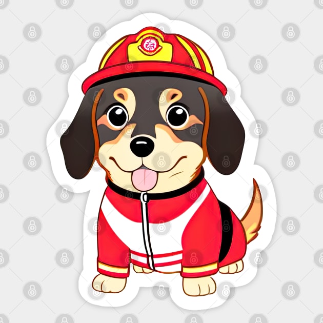 puppy as a firefighter Sticker by IDesign23